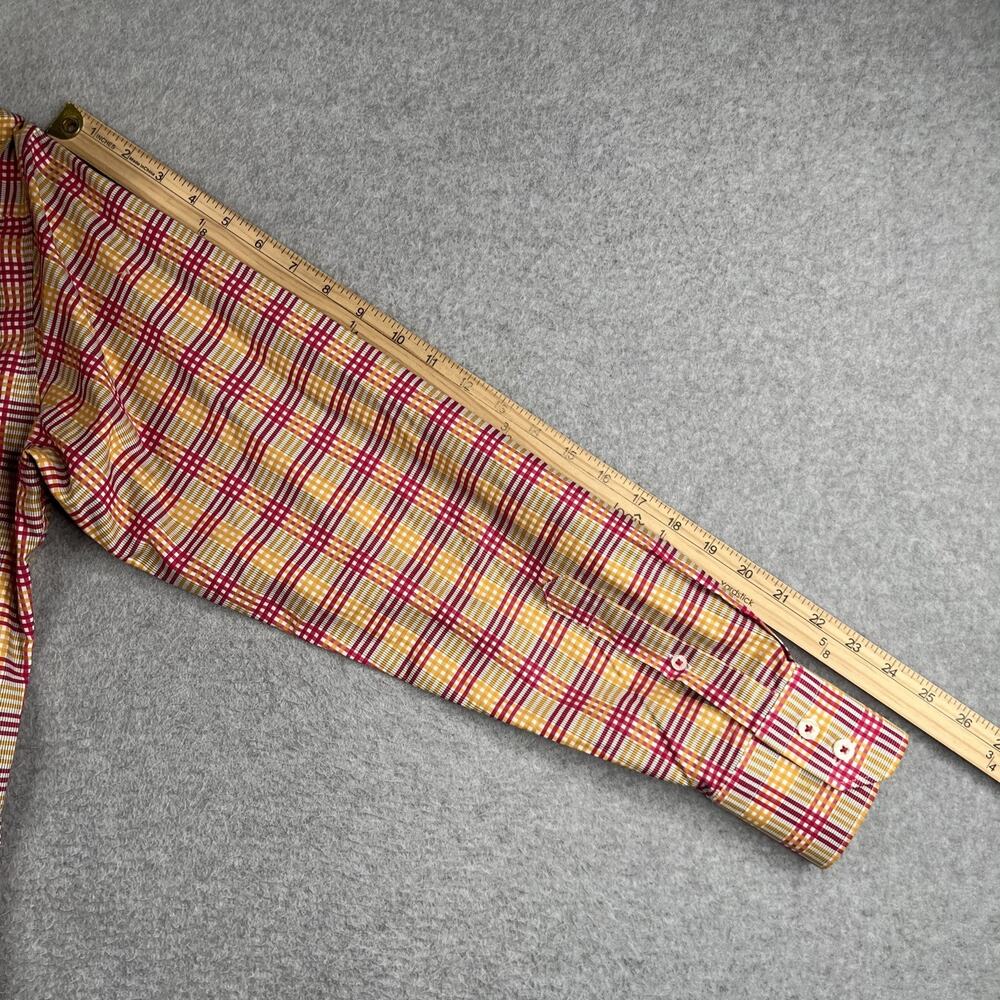 Robert Graham Colorful Plaid Shirt Flip Cuff Red Yellow Casual Classic Mens - Picture 10 of 11